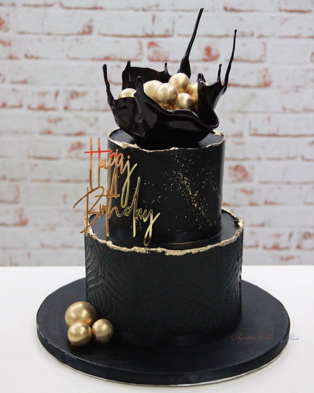 Black and Gold Theme Cake