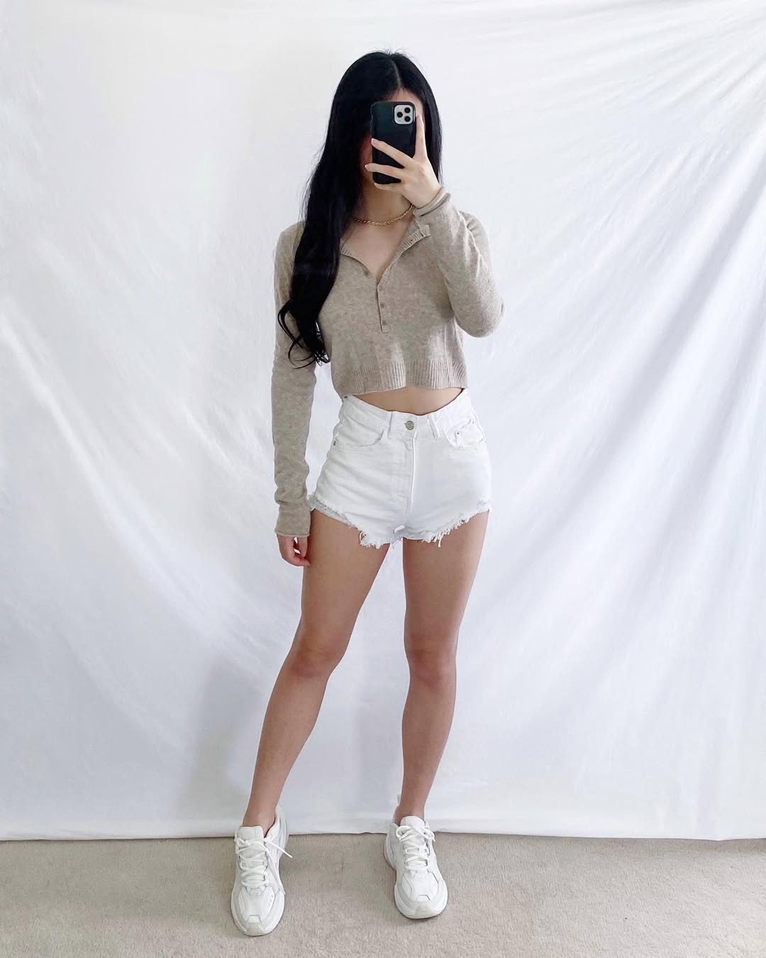 Denim Shorts & Crop Top